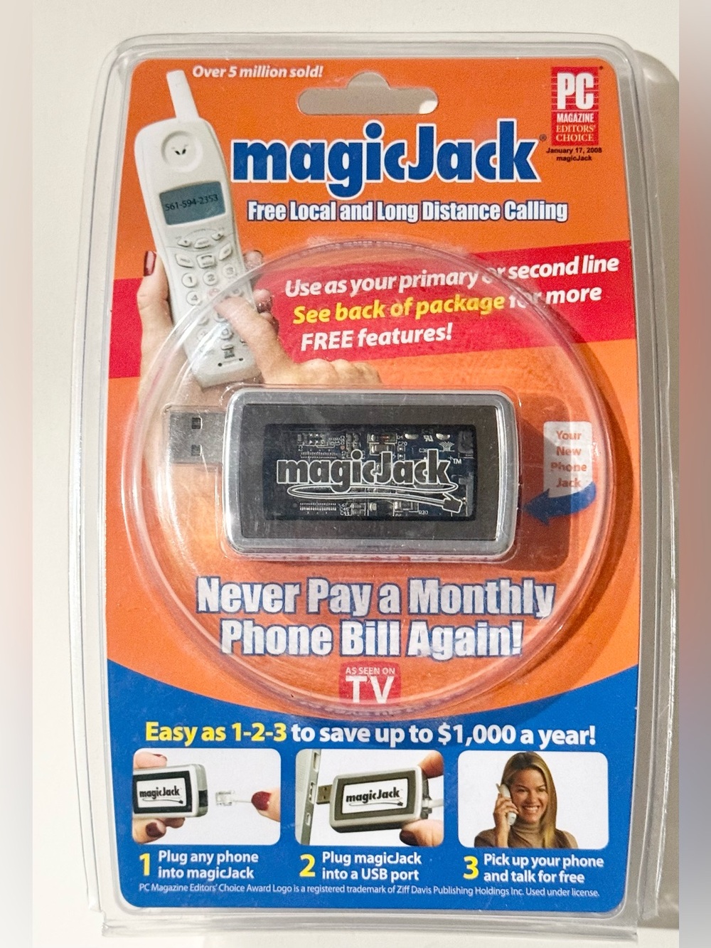 MagicJack USB Phone System As Seen On TV Free Local & Long Distance Calling NEW